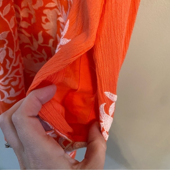 Lucky Brand boho embroidered halter orange dress size small - Picture 6 of 6